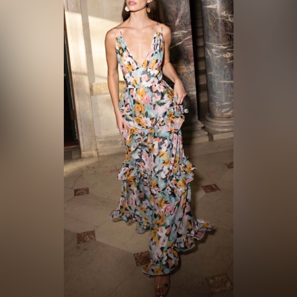 GUC AMUR- Drew Gown in Brushstroke Floral. Size 10